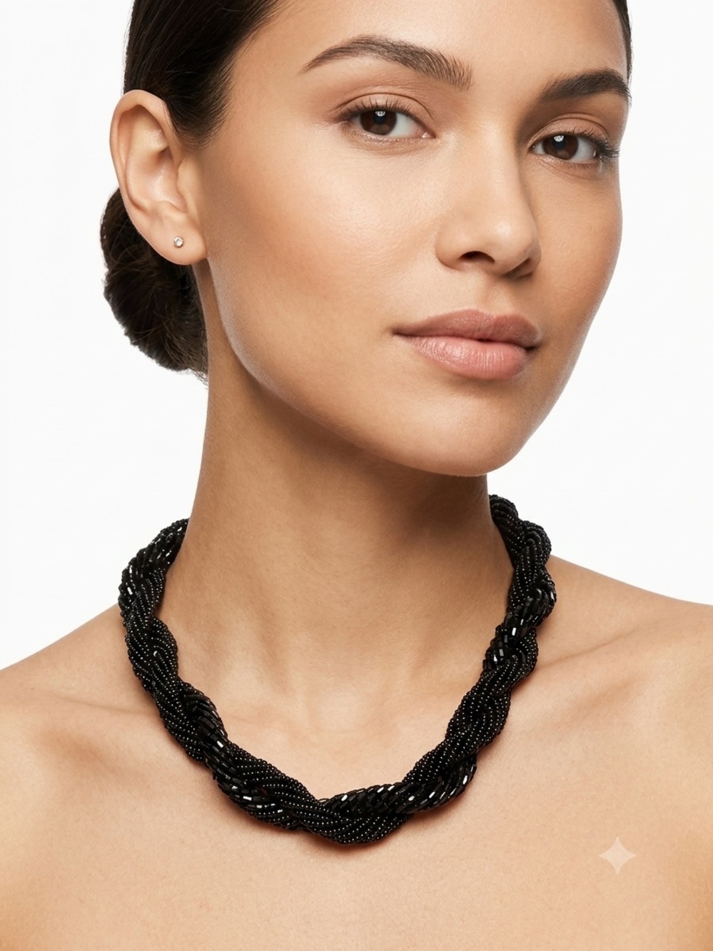 Black Twisted Bead Necklace - Women Jewelry